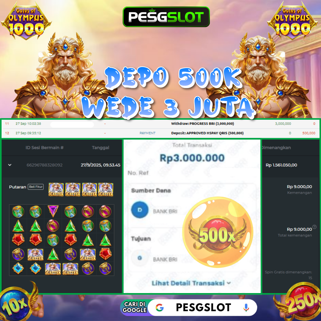 Bukti Kemenangan 27 September 2025 Di Pesgslot WD 3 JUTA