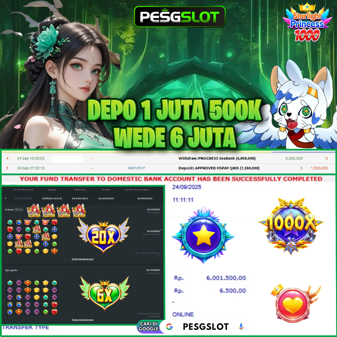 Bukti Kemenangan 24 September 2025 Di Pesgslot WD 6 JUTA