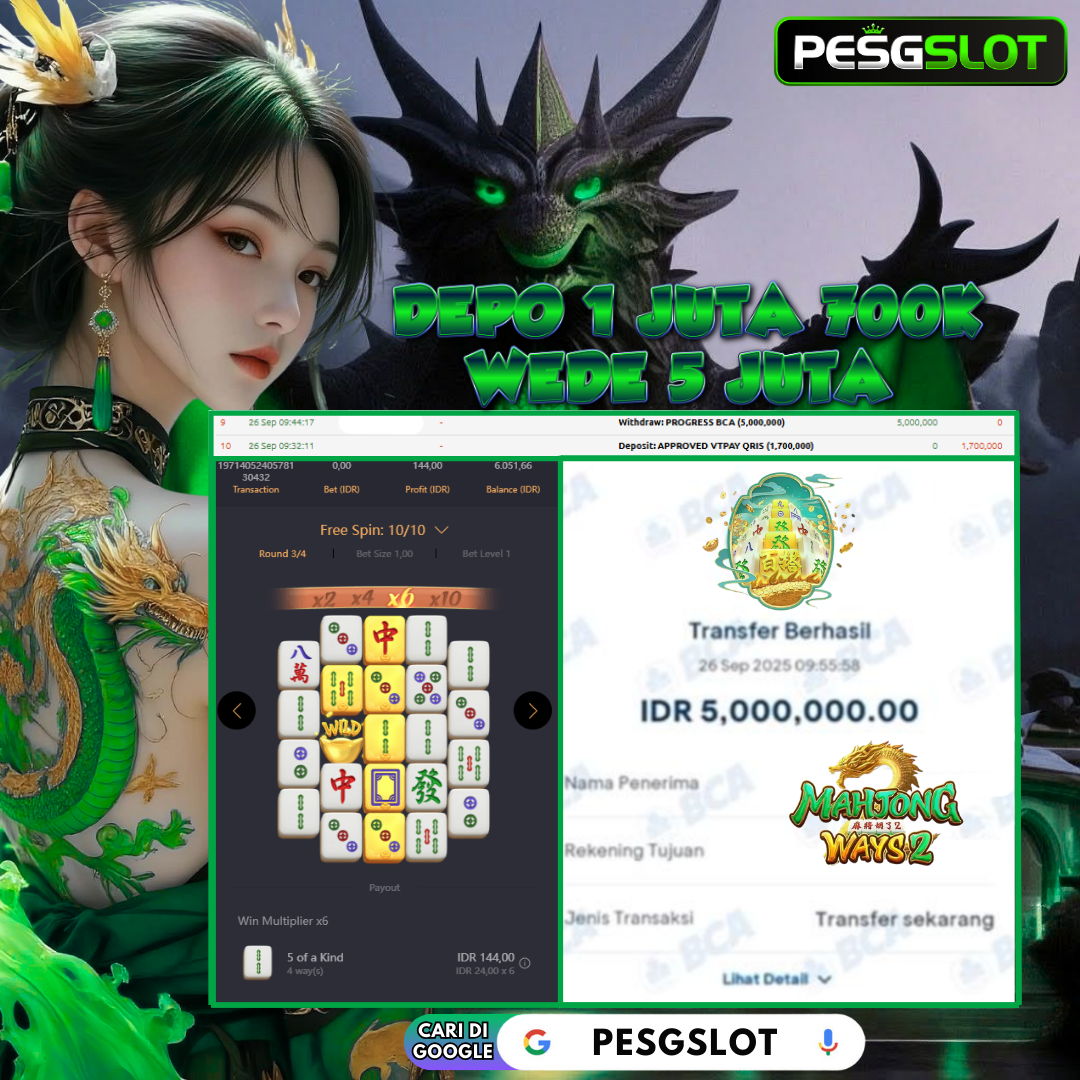 Bukti Kemenangan 26 September 2025 Di Pesgslot WD 5 JUTA