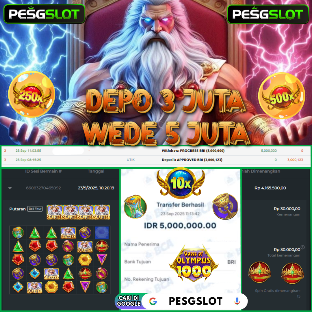 Bukti Kemenangan 23 September 2025 Di Pesgslot WD 5 JUTA