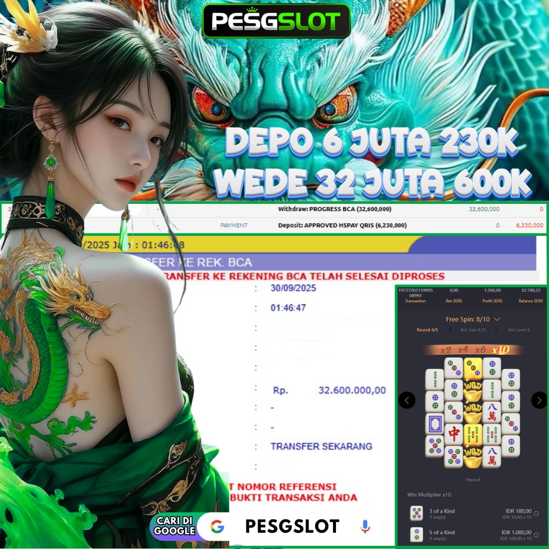 Bukti Kemenangan 30 September 2025 Di Pesgslot WD 32 JUTA 600K
