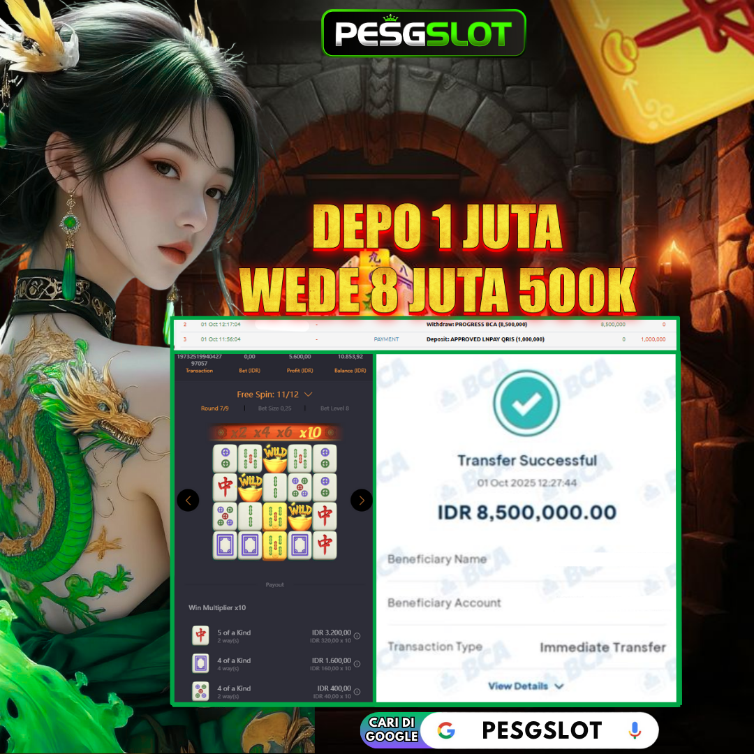 Bukti Kemenangan 1 Oktober 2025 Di Pesgslot WD 8 JUTA 500K