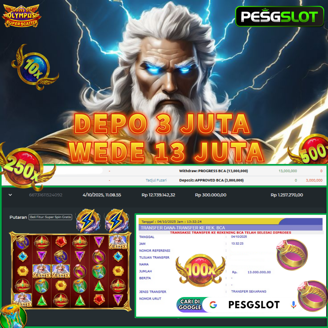 Bukti Kemenangan 4 Oktober 2025 Di PESGSLOT WD 13 JUTA